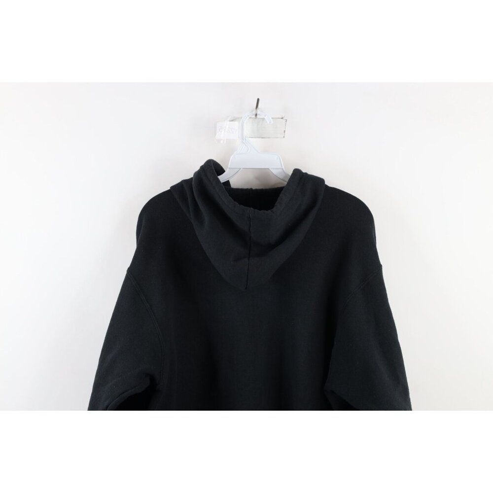 Vintage 90s Streetwear Mens Size Medium Faded Blank Hoodie Sweatshirt Black - Picture 9 of 10